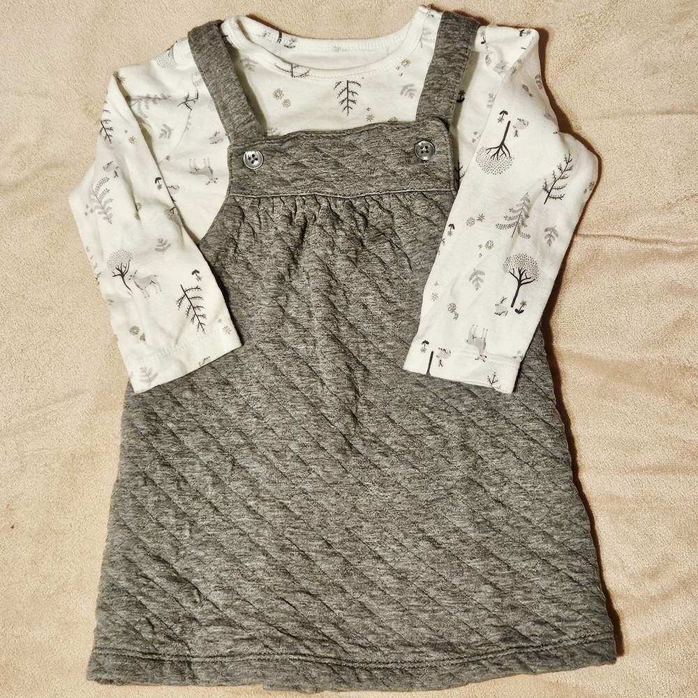 Carter's Gray and White Casual Kids Dress